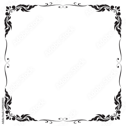 Wallpaper Mural Decorative frame and border, Square frame, Black and white, Thai pattern, Vector illustration Torontodigital.ca