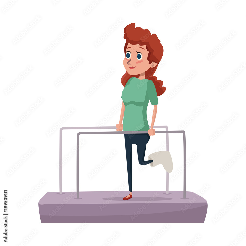 patient on walk therapy cartoon vector illustration graphic design