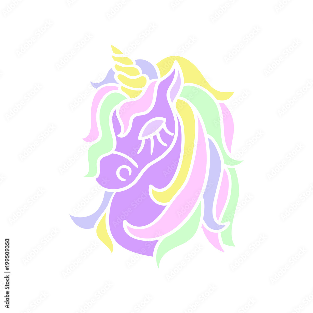 Purple unicorn head icon on the white background