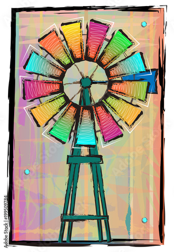 Colorful Windmill - Colorful windmill on an abstract background. Eps10 photo