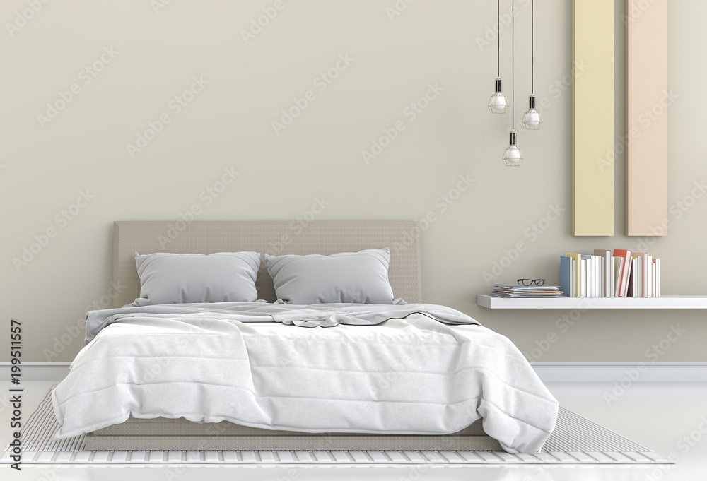 Fototapeta premium 3D rendering of interior modern bedroom with decorations.