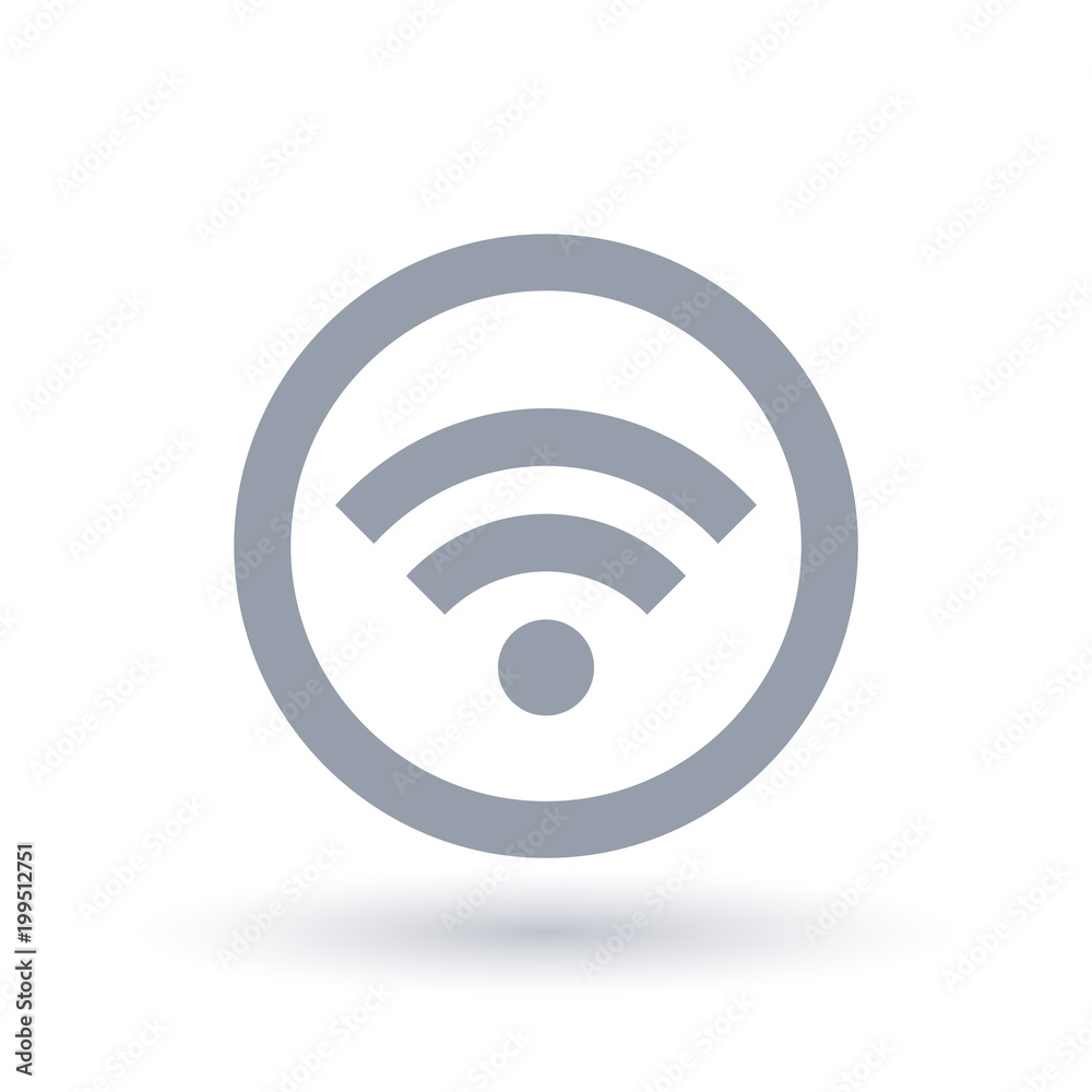 Wireless internet icon. Mobile web signal sign. Wifi connection symbol in circle outline. Vector illustration. Wireless internet icon. Mobile web signal sign. Wifi connection symbol in circle outline. Vector illustration.