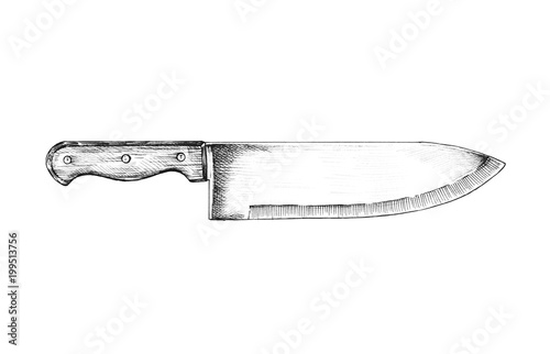 Fototapet Hand drawn cooking knife