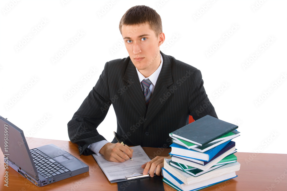 young successful businessman with laptop young successful businessman with laptop