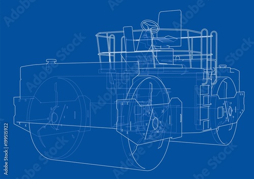 Asphalt compactor outlined vector