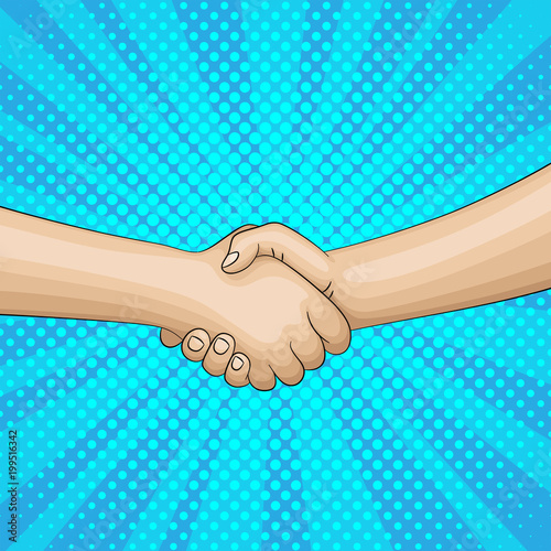 Pop art retro handshake background