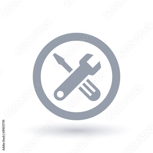 Repair tools icon in circle outline. Spanner and screwdriver sign. Service toolkit symbol. Vector illustration.