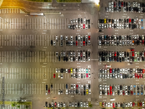 Aerial view of a parking lot in shopping mall in Rio de Janeiro, Brazil