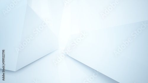 Abstract white parametric interior with window. 3D illustration and rendering.