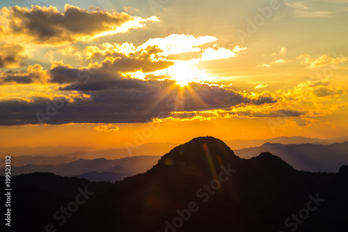Mountain landscape sunset silhouette nature scene