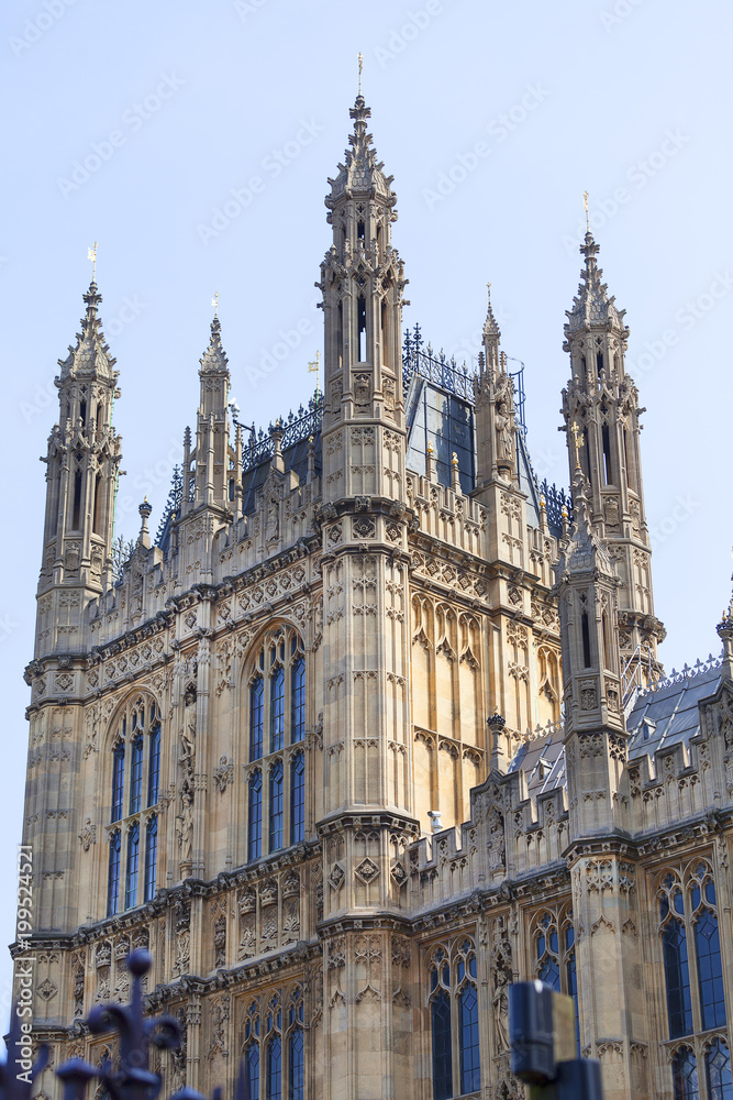 Palace of Westminster, parliament, facade, London, United Kingdom, England.