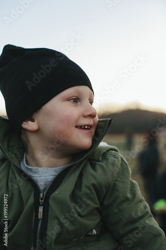 Portrait of boy in park photo