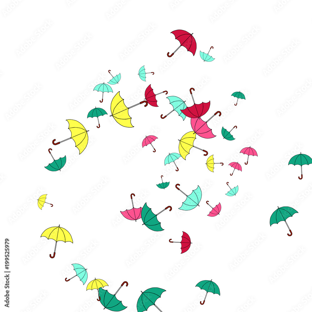 Pretty summer background with umbrellas. Umbrellas In Cartoon Free Style. Pattern Art Illustration Vector Pretty summer background with umbrellas. Umbrellas In Cartoon Free Style. Pattern Art Illustration Vector