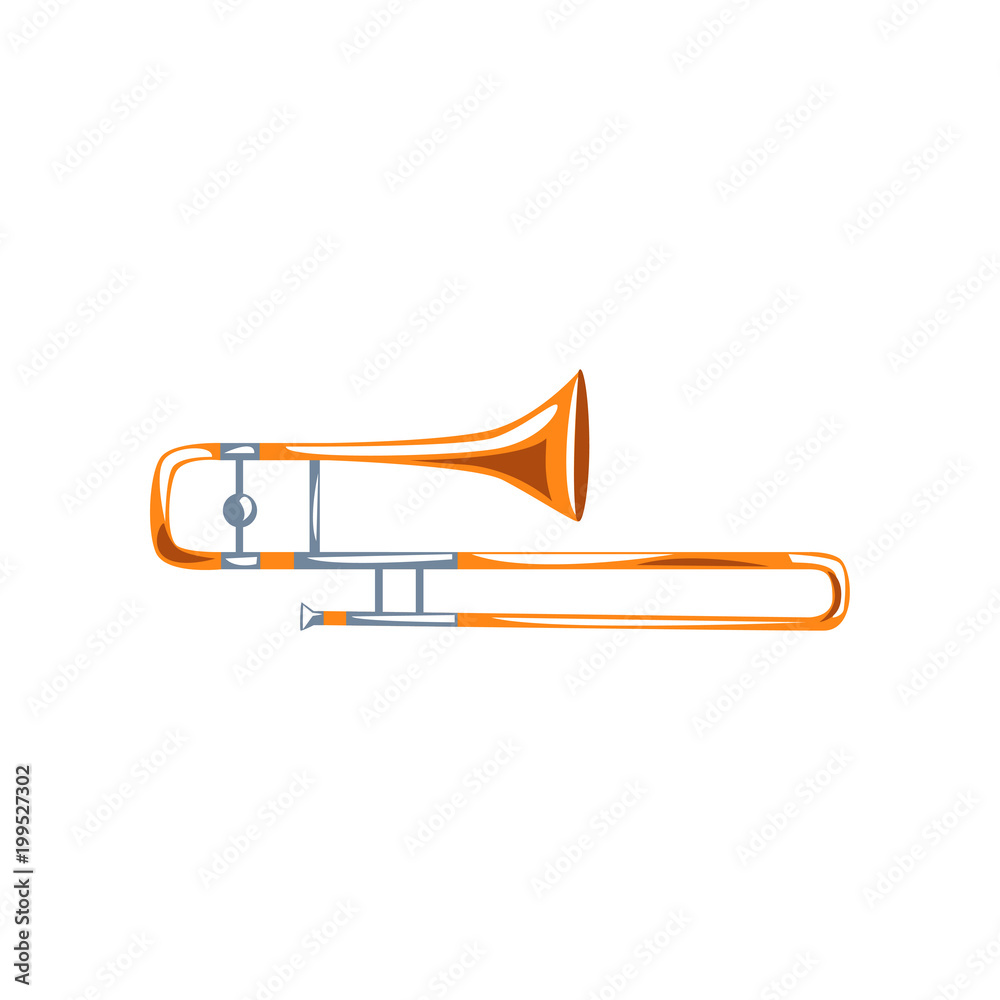 Trombone, classical music wind instrument vector Illustration on a white background Trombone, classical music wind instrument vector Illustration on a white background
