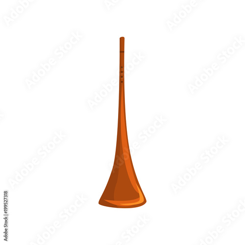 Wooden horn music wind instrument vector Illustration on a white background