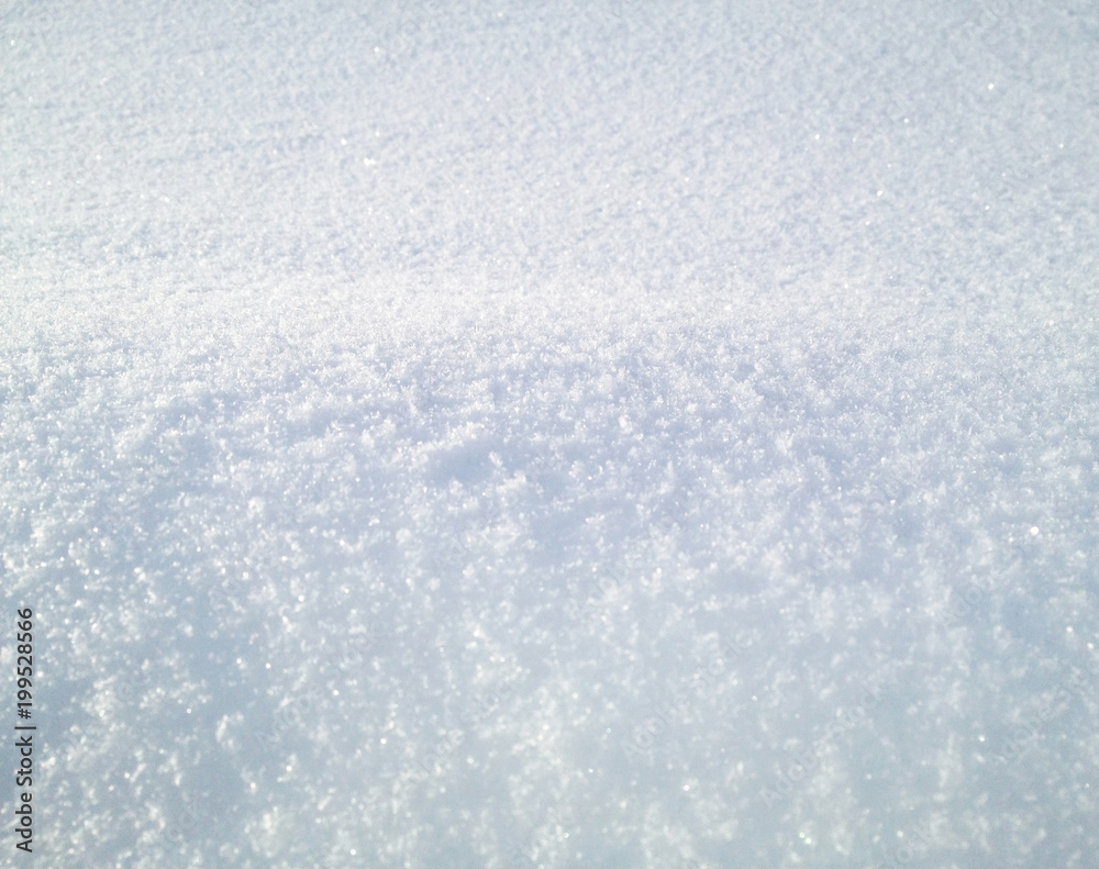 Snow white crystal texture in day light. horizontal view Snow white crystal texture in day light. horizontal view