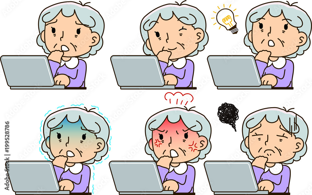 Grandmother using a laptop computer set