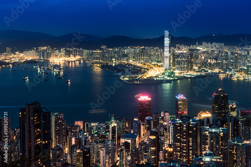 Photography Hong Kong cityscapes at night. View from Peak