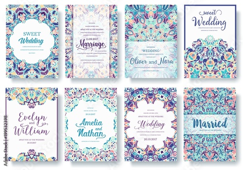Set of old fairy tail flyer pages ornament illustration concept. Vintage art traditional, Islam, arabic, indian, ottoman motifs, elements. Vector decorative retro greeting card or invitation design.