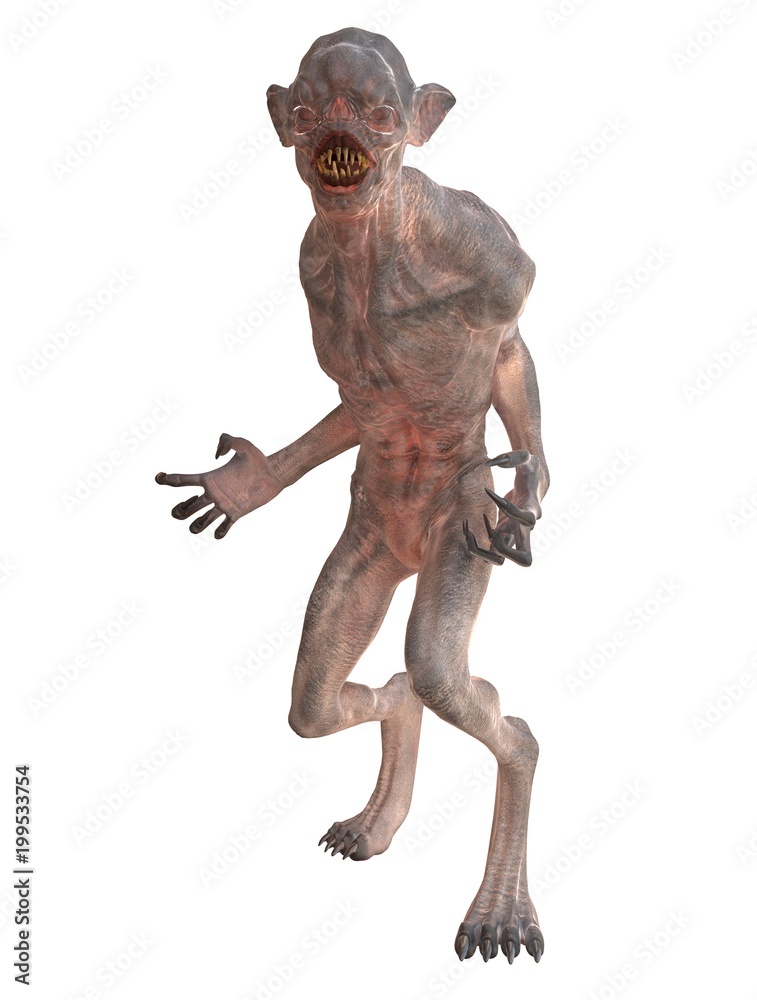 Fototapeta premium Mutant monster isolated on white background 3d illustration