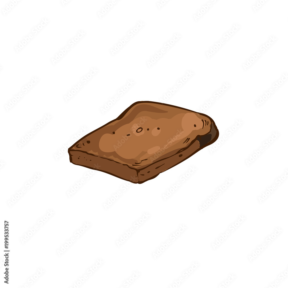 Hand drawn bread isolated on white background. Bread slice icon vector illustration in sketch style.