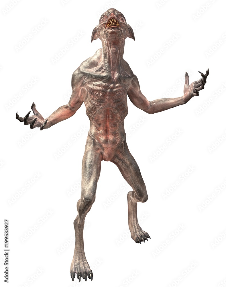 Mutant monster isolated on white background 3d illustration Mutant monster isolated on white background 3d illustration