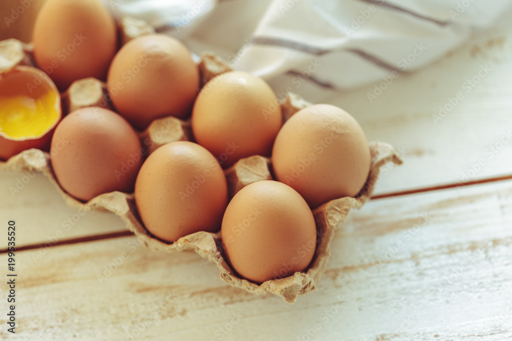 eggs on wooden background