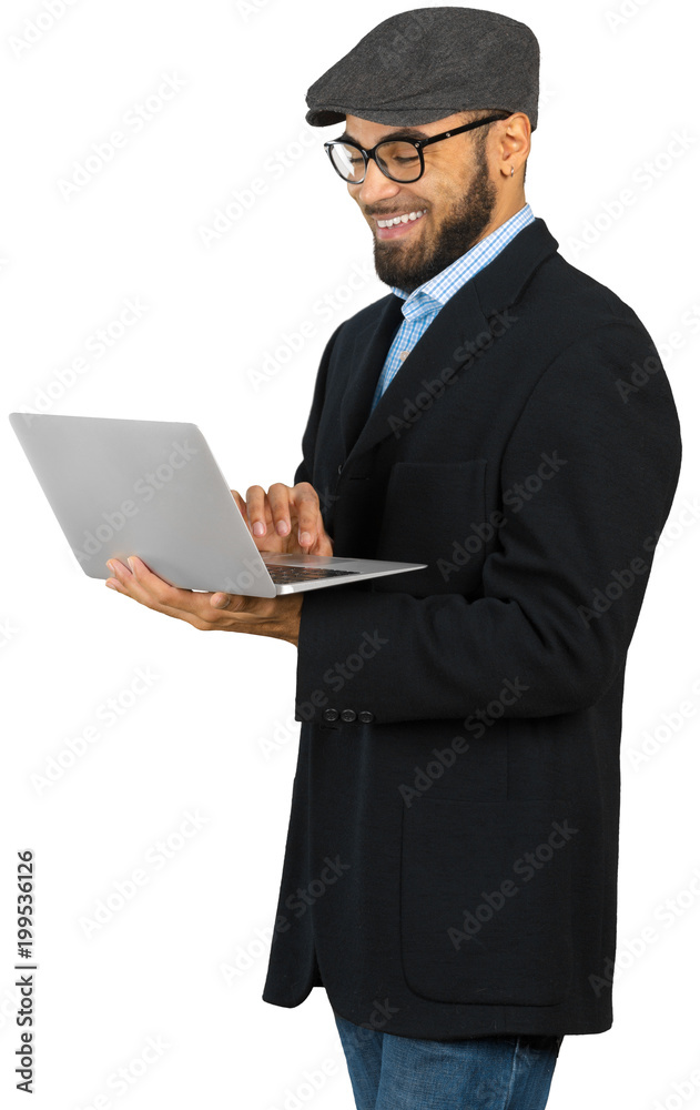 man holding a laptop man holding a laptop