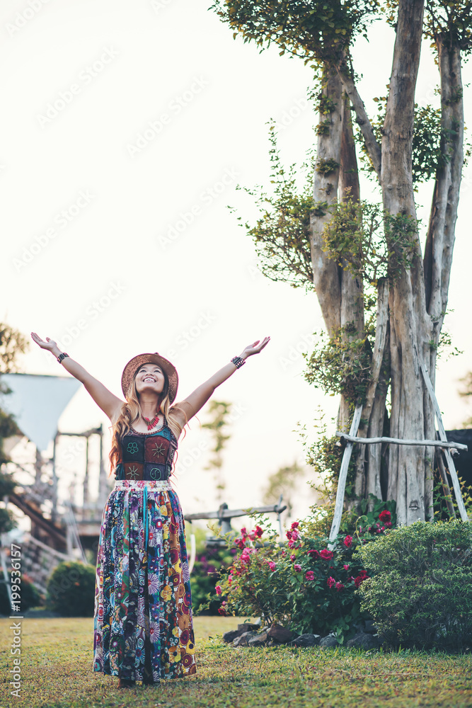 Beautiful Young Woman Outdoors. Enjoy Nature. Healthy Smiling Girl in The Park Beautiful Young Woman Outdoors. Enjoy Nature. Healthy Smiling Girl in The Park