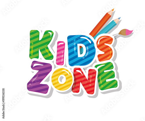 Kids zone cartoon icon. For playroom, education, logo.