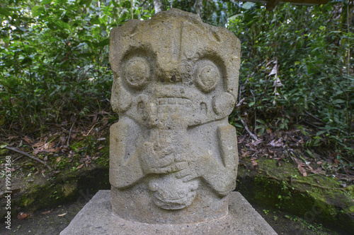 Ancient pre-columbian statues in San Agustin, Colombia. Archaeological Park, an altitude of 1800 meters at the source of the Magdalena River, in the Valley of the statues.