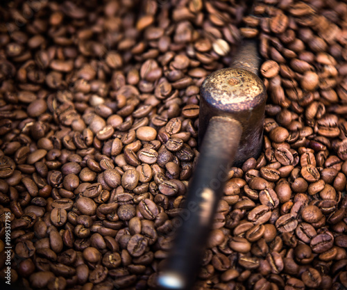 Roasted Coffee Beans in Coffee Roasting Machine