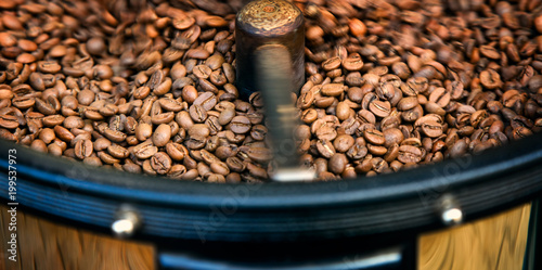 Roasted Coffee Beans in Coffee Roasting Machine