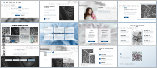Set of vector templates for website design, minimal presentations, portfolio. Simple elements on white background. Templates for presentation slides, flyer, leaflet, brochure cover, annual report. photo