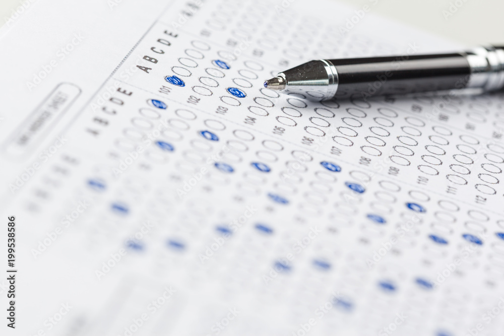 Test score sheet with answers Test score sheet with answers