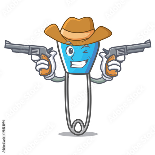 Cowboy safety pin character cartoon
