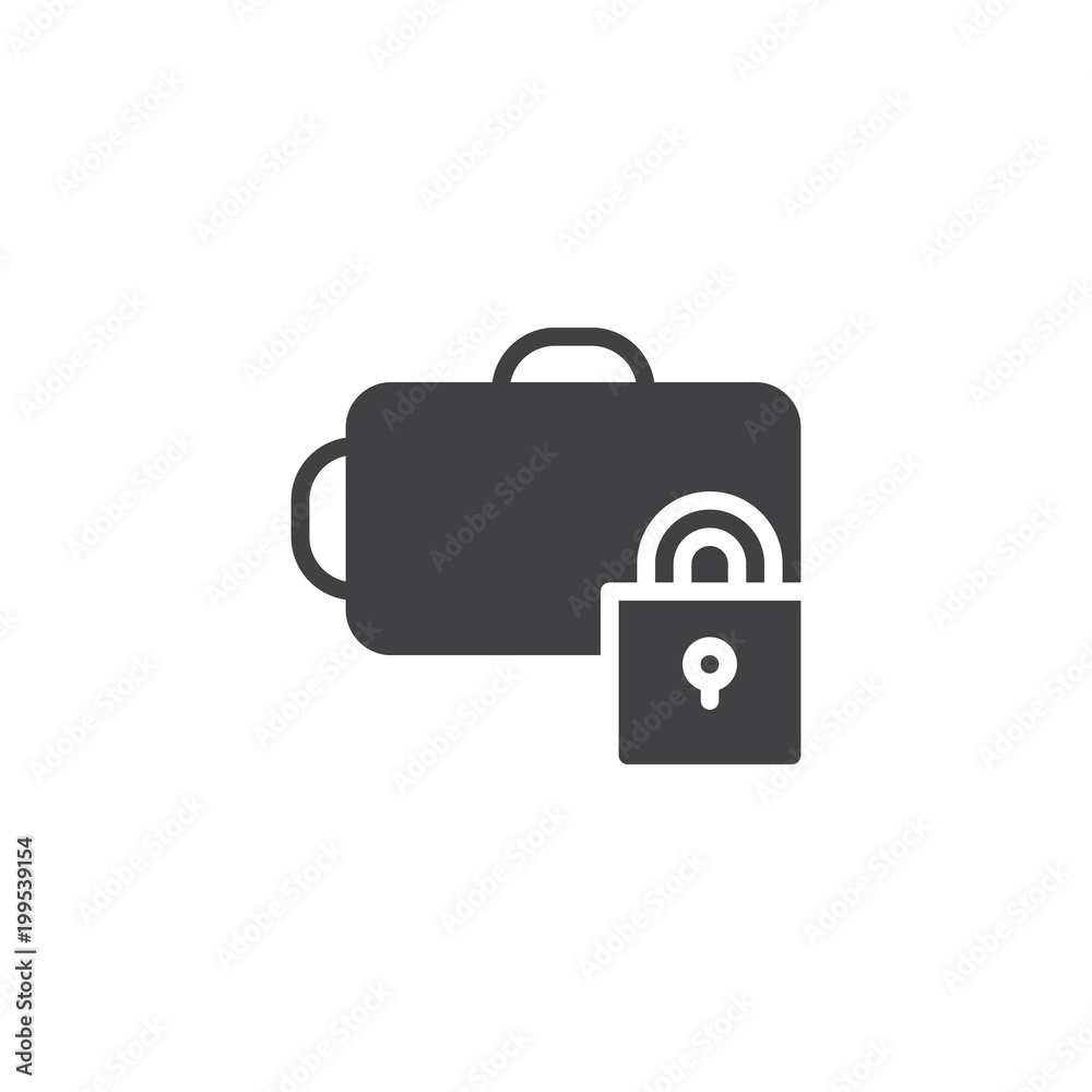 Luggage lock vector icon. filled flat sign for mobile concept and web design. Luggage storage simple solid icon. Symbol, logo illustration. Pixel perfect vector graphics Luggage lock vector icon. filled flat sign for mobile concept and web design. Luggage storage simple solid icon. Symbol, logo illustration. Pixel perfect vector graphics