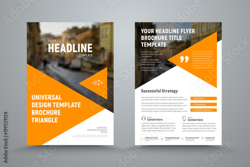 Design flyer with triangles and a place for a photo