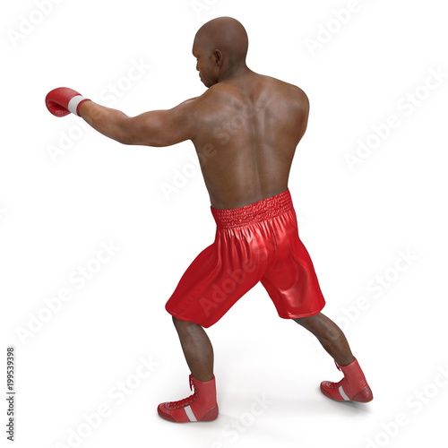 African American Male boxer on white. 3D illustration © 2dmolier
