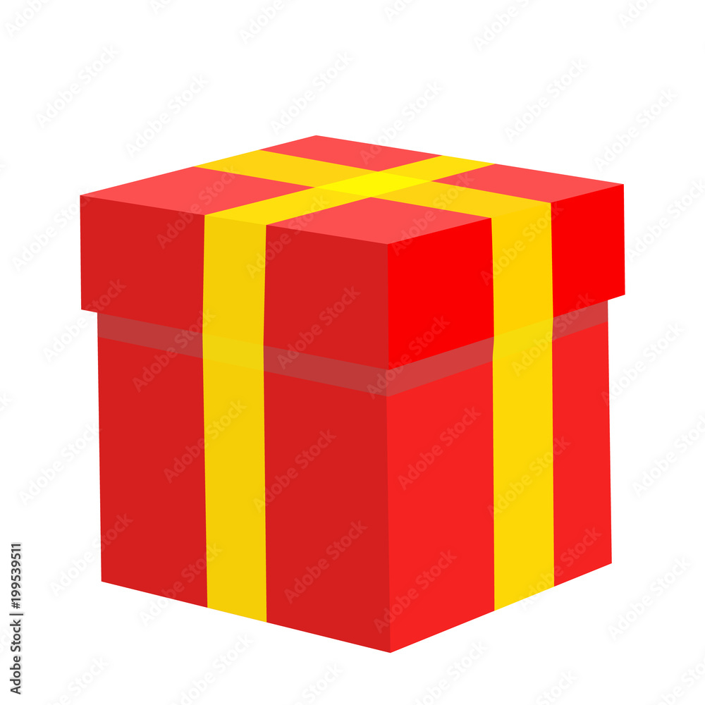 Fototapeta premium Red gift box . Isolated on a white background. Vector