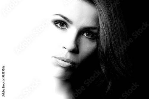 Slika na platnu black and white portrait of woman, high contrast abstraction