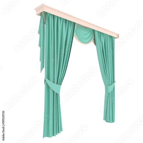 Classic curtain. Isolated on white. 3D illustration