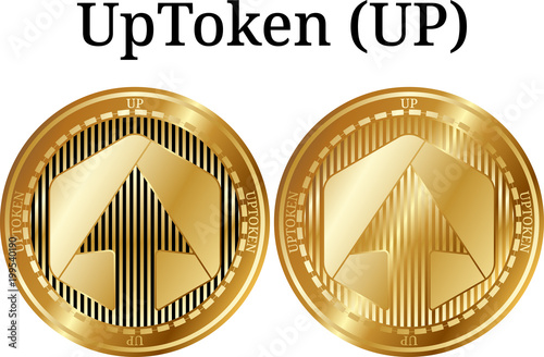 Set of physical golden coin UpToken (UP) photo