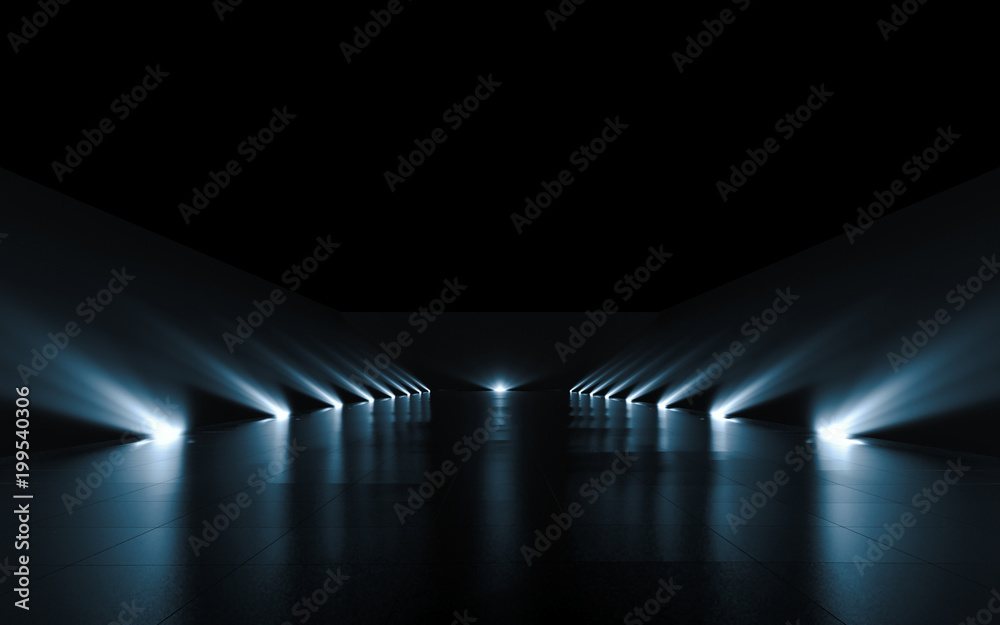 Futuristic abstract light and reflection. 3d rendering - obrazy, fototapety, plakaty 