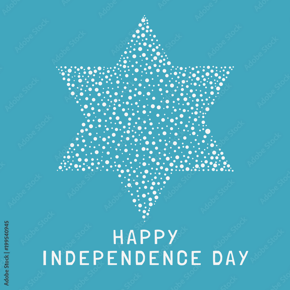 Israel Independence Day holiday flat design white thin line icons of matzot in star of david shape with text in english