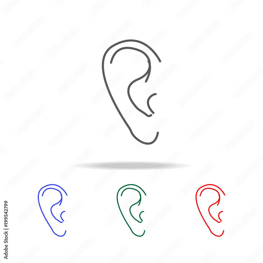 Fototapeta premium Vector line ear icon. Elements of human body part multi colored icons. Premium quality graphic design icon. Simple icon for websites, web design, mobile app, info graphics