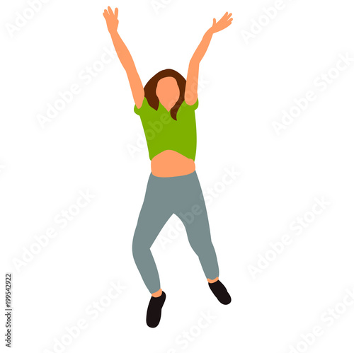 flat style girl dancing, no person