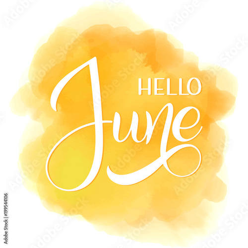 Hello June lettering. Elements for invitations, posters, greeting cards. Seasons Greetings