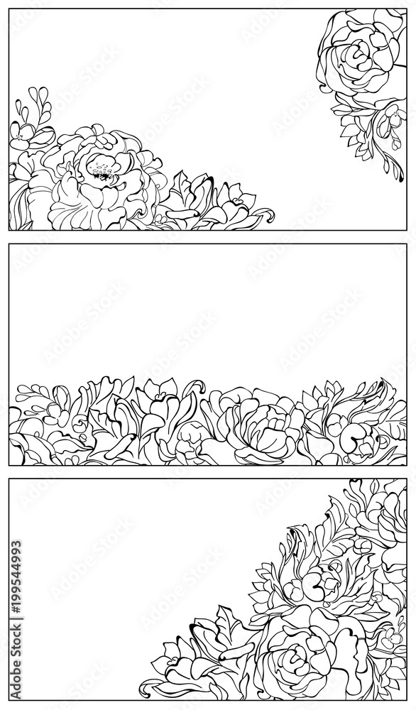 White background with black floral ornament. White background with black floral ornament.