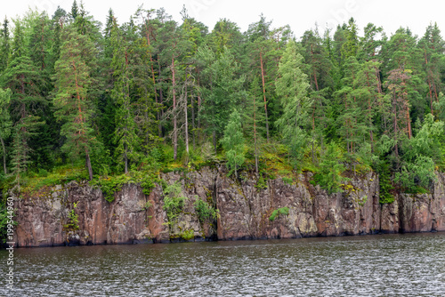 The shore, stony line of Ladoga Lake. Valaam Island